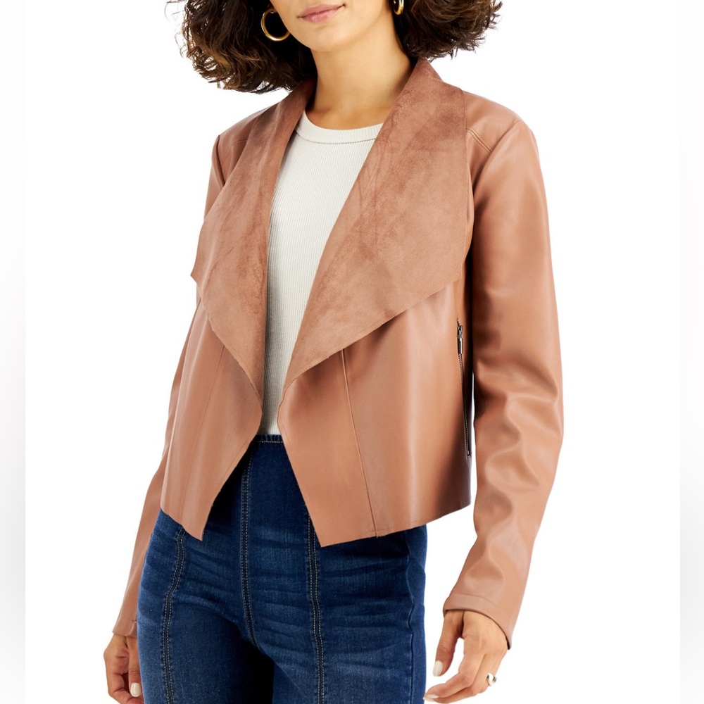 NWT Flyaway Jacket/Blazer Brown Faux-Leather from Macy's women’s size S